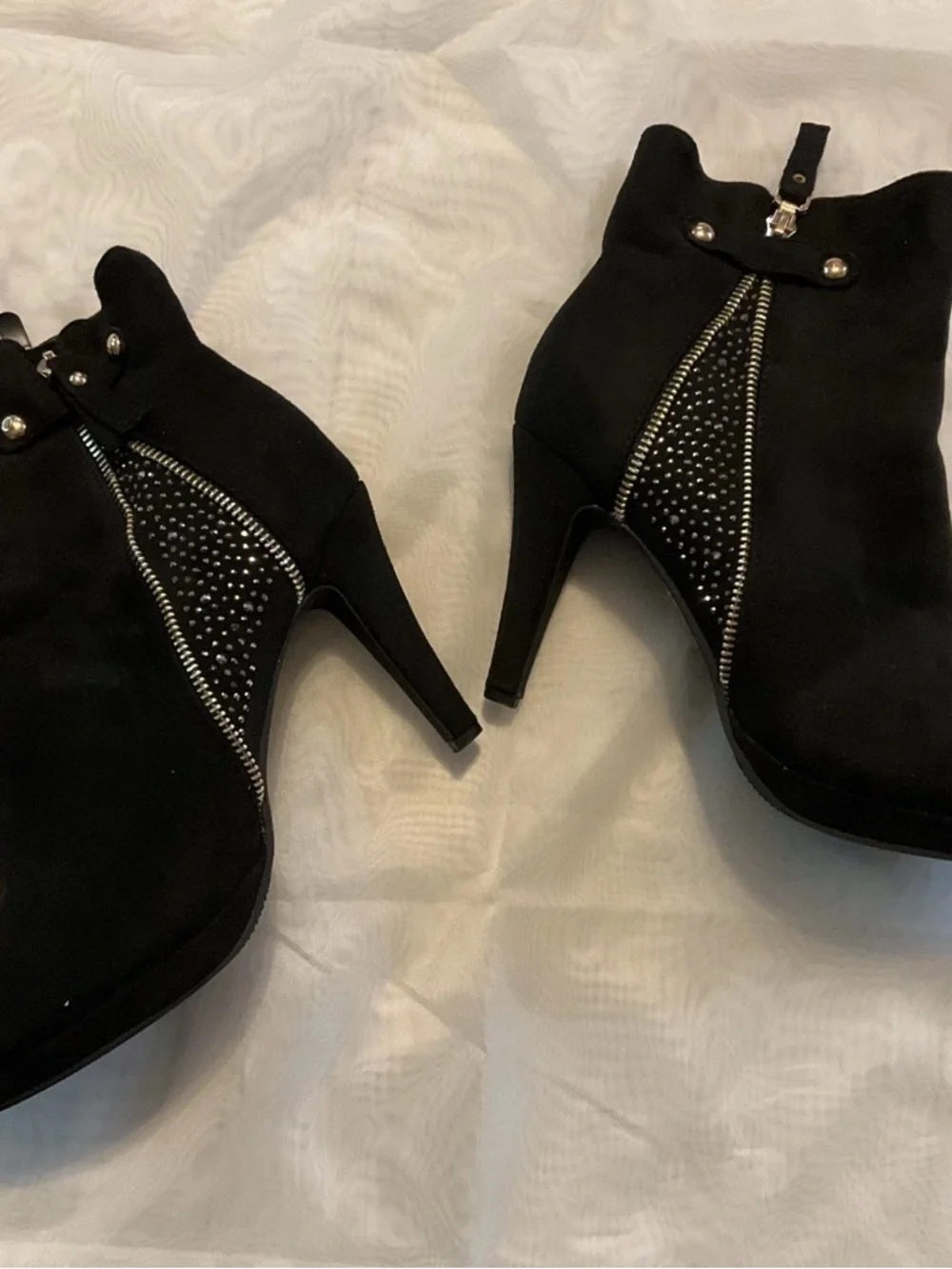 Black Stud-Accent High Heel Ankle Booties - Picture 2 of 6